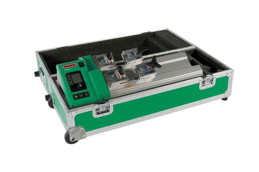 Equipo portátil de ensayo de tracción EXAMO 700-LP con 600 mm de longitud de ensayo para membranas de cubierta